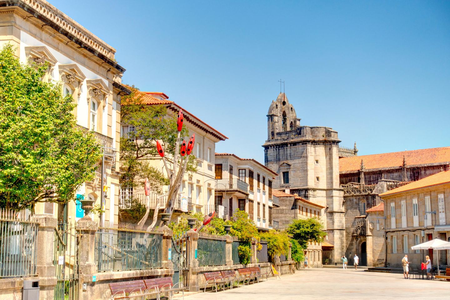 Pontevedra – Galicien Der alte Ortskern von Pontevedra in Galician