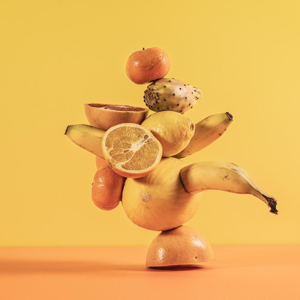 Zerteiltes und gestapeltes Obst