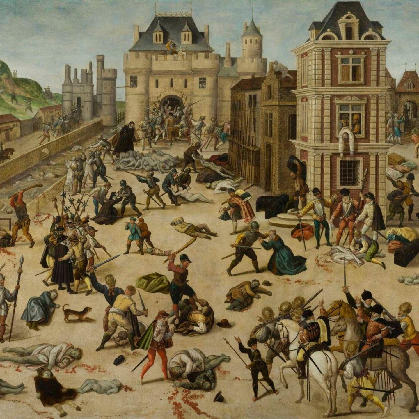 Blutbad Bartholomäusnacht oder Pariser Bluthochzeit Gemälde von Francois Dubois, um 1584