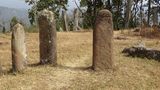 Megalithdenkmäler stehen zwischen Bäumen