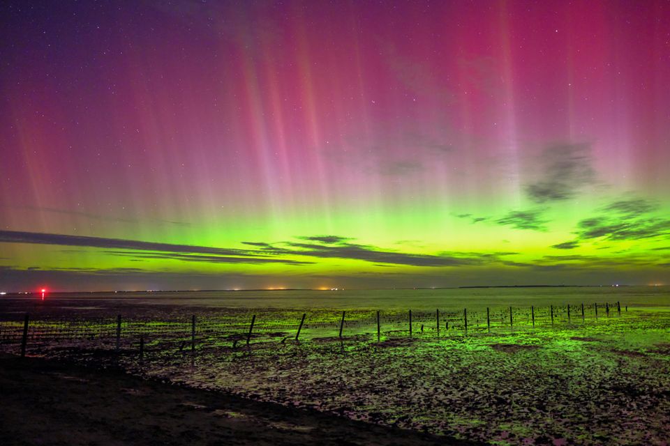 Faszinierendes Farbenspiel am Himmel: Polarlichter über dem Kreis Friesland in Niedersachsen  1.5004