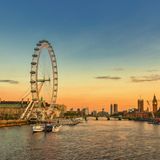 Sunset of the thames river in london