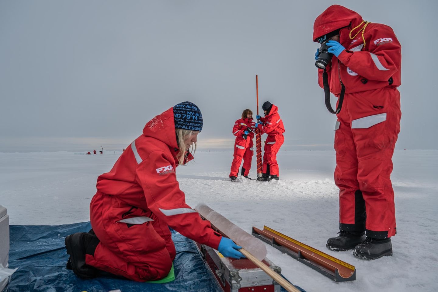Forscherinnen des Meereisbiologie-Teams untersuchten dazu Eiskerne. Sie interessiert, welche Organismen die Kanäle des Meereises besiedeln - und wie der Klimawandel ihren Lebensraum verändert 