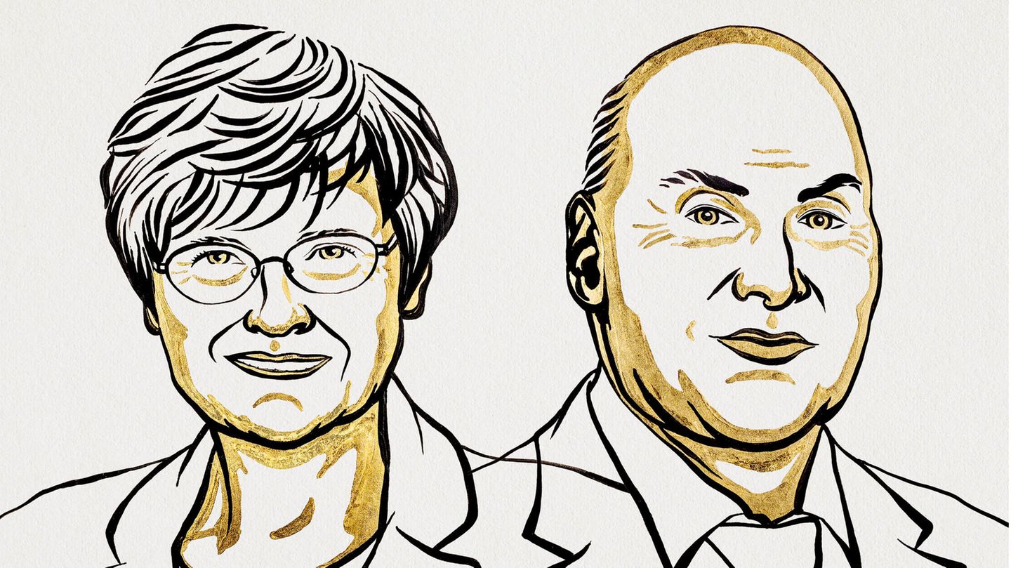 Zeichnung von Katalin Karikó und Drew Weissman