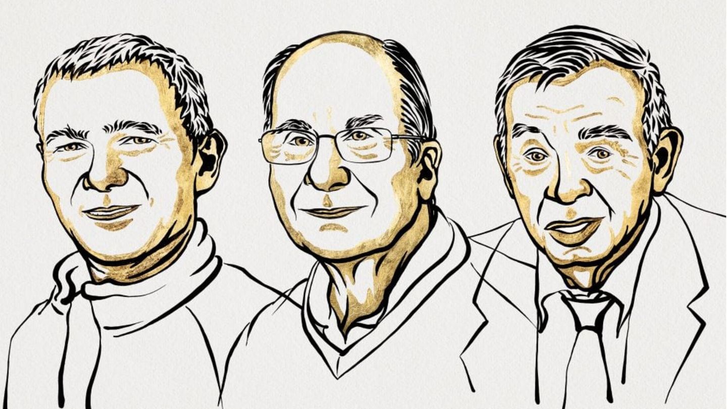 Die drei Gewinner des Nobelpreises für Chemie 2023: Moungi G. Bawendi, Louis E. Brus und Alexei I. Ekimov
