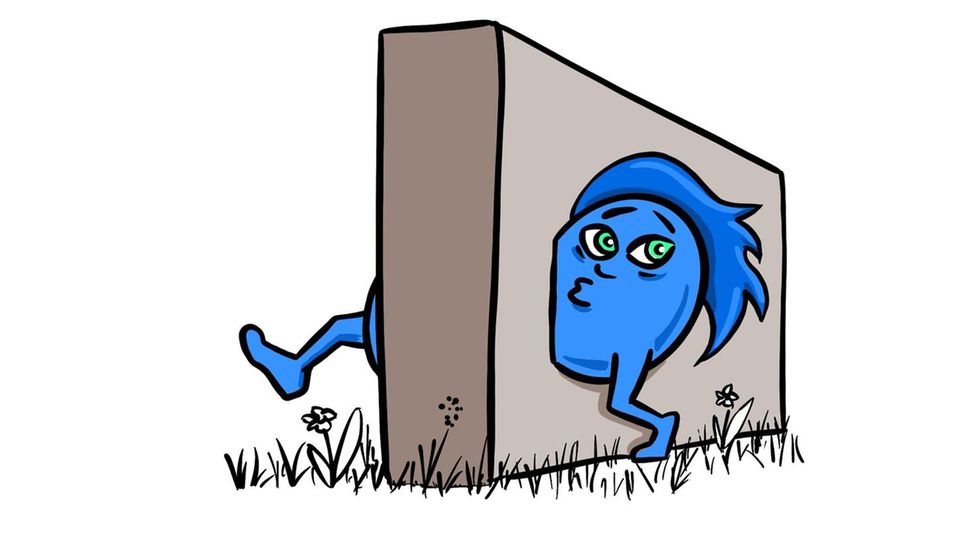 Teilchen geht durch eine Mauer