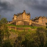 Scotland, Edinburgh, Edinburgh Castle at dusk
