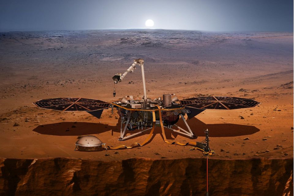 Illustration: Lander der Sonde "Insight"  1.3333