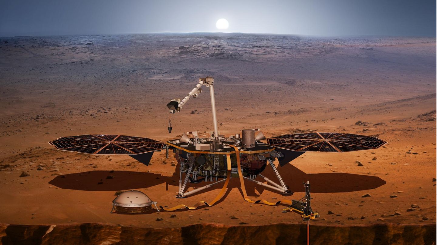 Illustration: Lander der Sonde "Insight"