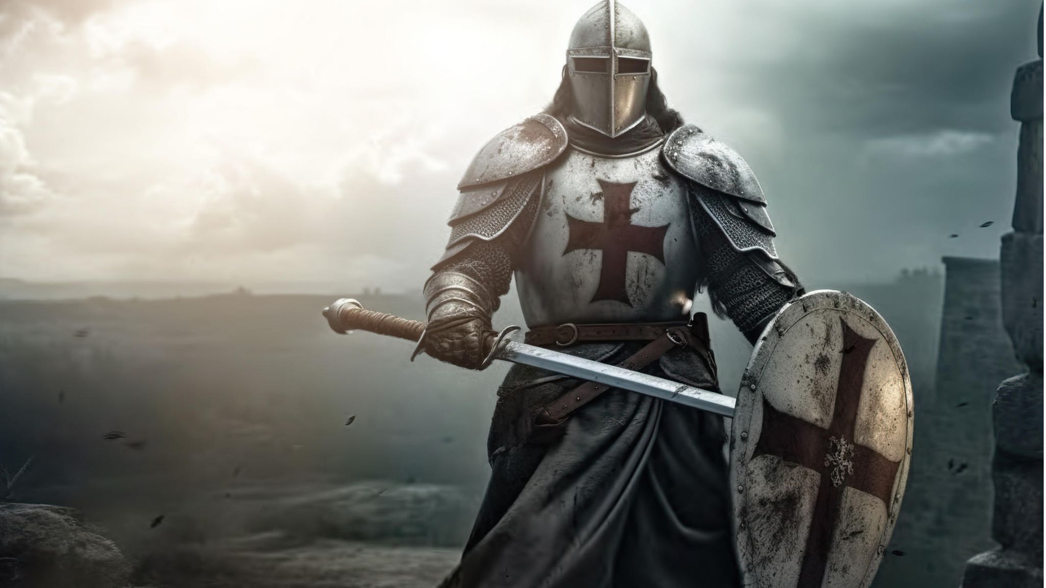 Moderne Darstellung eines Tempelritters