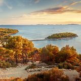 Langsam, ganz langsam färben sich die Wälder der kroatischen Sommerinsel Murter braun – ebenso wie die Badegäste, die am Strand Podvrške stehpaddeln, schwimmen und Eis essen. Ihre Sommersaison ist noch nicht vorüber: Dank des warmen Klimas lässt es sich noch bis Oktober in der Adria baden