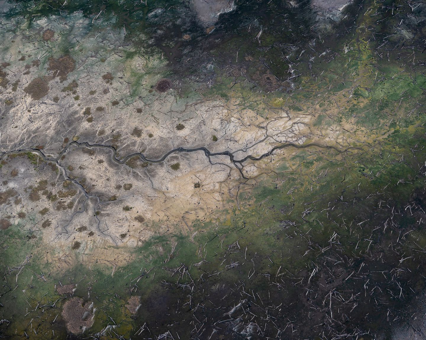 Zerstörte Fläche aus der Vogelperspektive