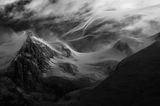 Winner Mountains - This is the "Mont Maudit" mountain in Mont Blanc massif, Chamonix, French alps. High-altitude strong winds create these very fine orographic clouds that change their appearance very rapidly. The also special light of the moment contributes to the slightly surreal atmosphere of the image.