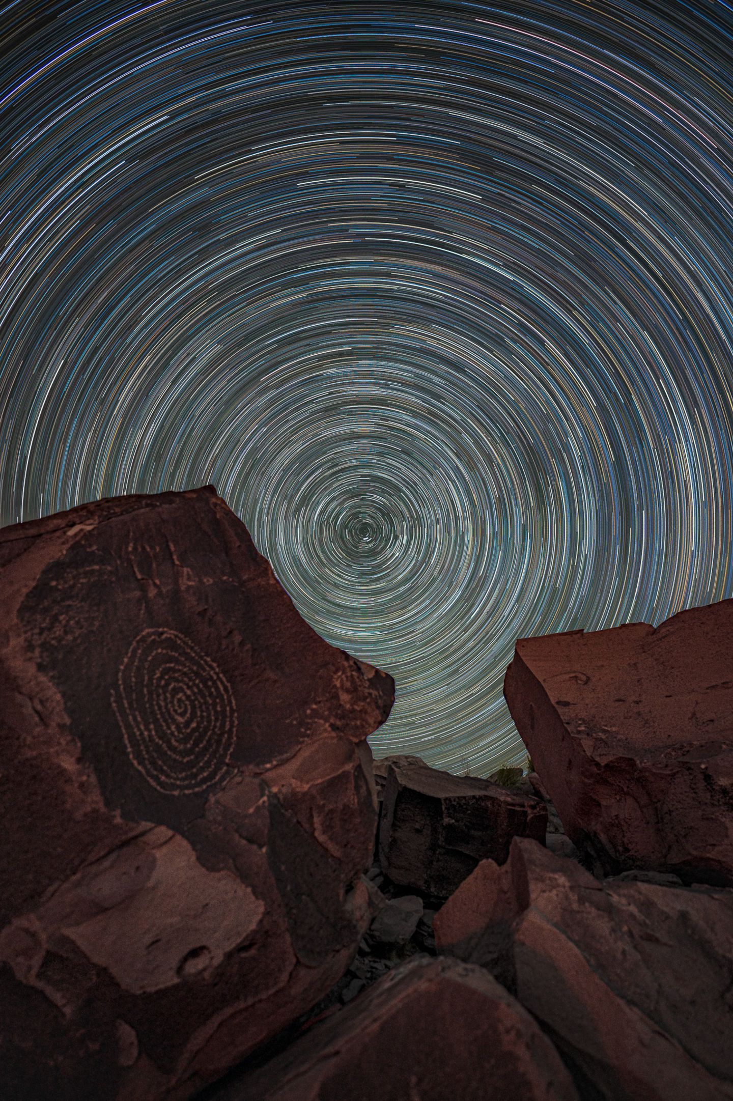 Winner nightscape - This is a photo taken of a Native American summer solstice marker. The image was taken with special access permission within Petrified Forest National Park during a two week artist-in-residency at the park.
