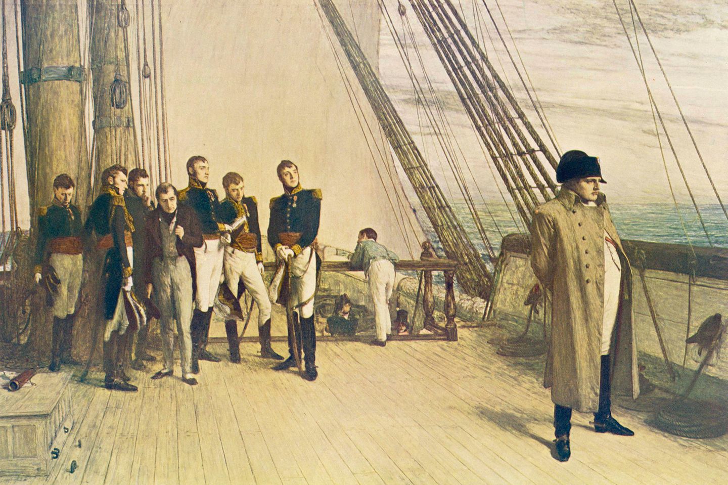 9. Er hat nach der Schlacht bei Waterloo versucht, nach Amerika zu fliehen Napoleon an Bord der "Bellerophon"