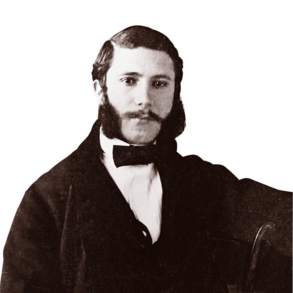 Foto des jungen Henry Dunant mit Backenbart und Anzug