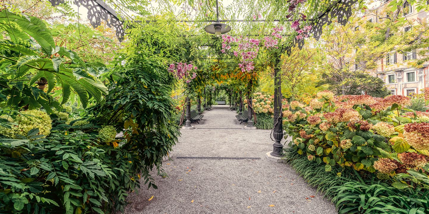 Ausruhen, durchatmen, dem Gezwitscher der Vögel lauschen: Wo könnte man dies nach einem hektischen Sightseeing-Tag durch die Lagunenstadt besser als in einer hübschen Grünoase? Die Sitzbänke in den Giardini Reali, den ehemals Königlichen Gärten von Venedig, laden dazu ein. Im 19. Jahrhundert sprach man von den "Napoleonischen Gärten". Diese wurden mit viel Sinn für historische Details restauriert und befinden sich als grüne Lunge der Stadt nahe dem Markusplatz
