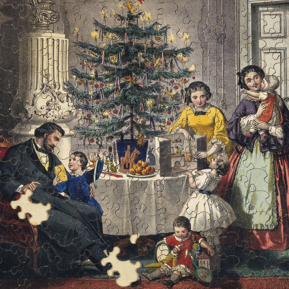 Weihnachtspuzzle um 1880