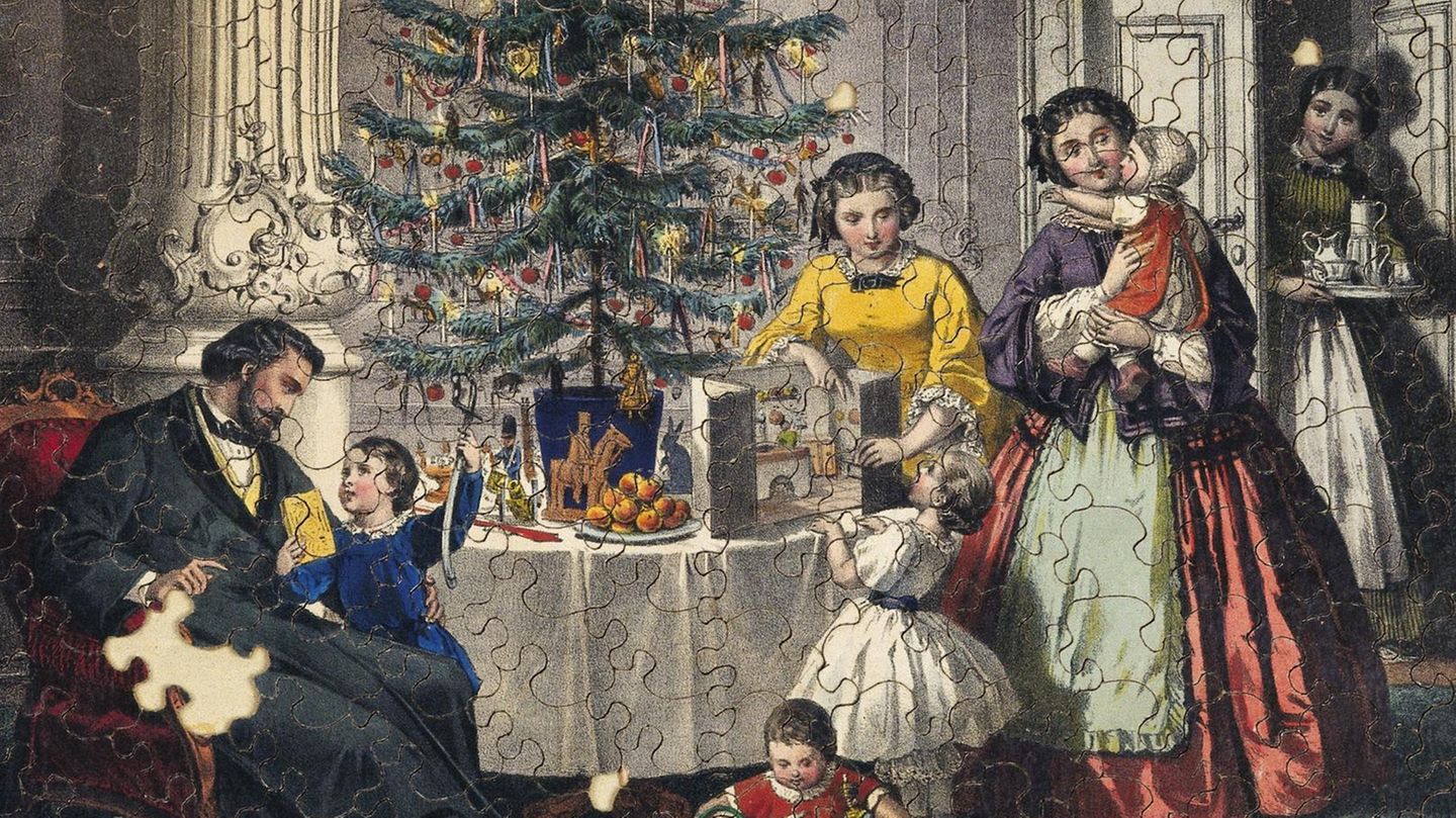 Weihnachtspuzzle um 1880