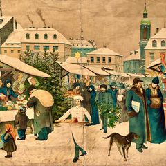 Gebäck, Naschereien und Spielzeug: der gut besuchte Weihnachtsmarkt in Dresden Ende des 19. Jahrhunderts