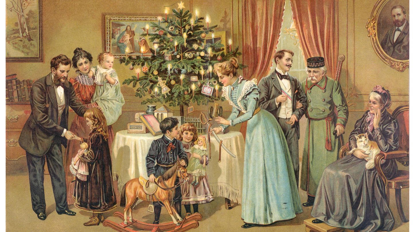 Bescherung unter dem Weihnachtsbaum (19. Jahrhundert)