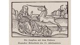 Von der Antike in die Popkultur: Das Einhorn Einhorn springt eine Jungfrau an