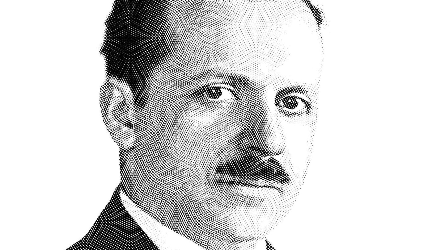 Porträt von Edward Bernays mit Schnauzbart