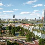 Köln Hohenzollernbrücke, Zukunftsbild 2045  Foto: Maximilian Schönherr / Visualisierung: Reinventing Society & loomn/ www.realutopien.de / Zukunftsbild 2045 / CC BY-NC-SA 4.0