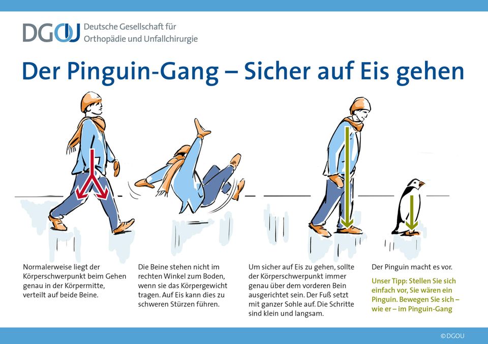 Pinguin-Gang soll bei Glätte schützen