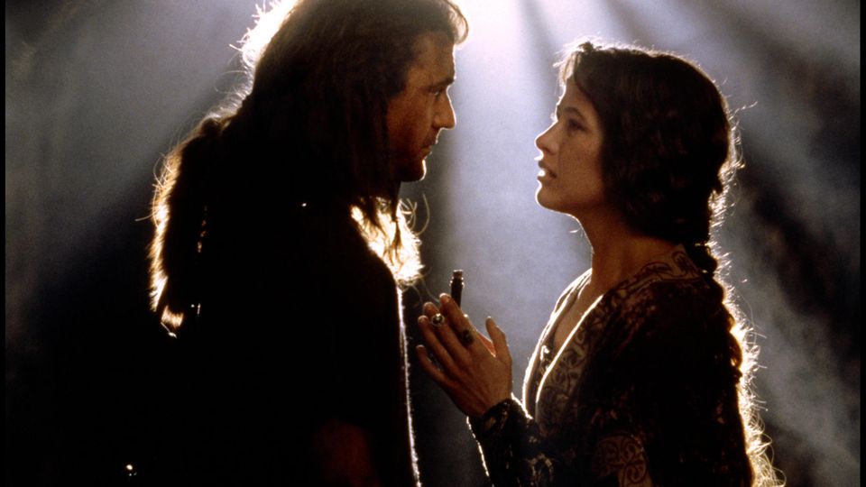 Filmszene aus Braveheart, Mel Gibson und Sophie Marceau als Liebespaar