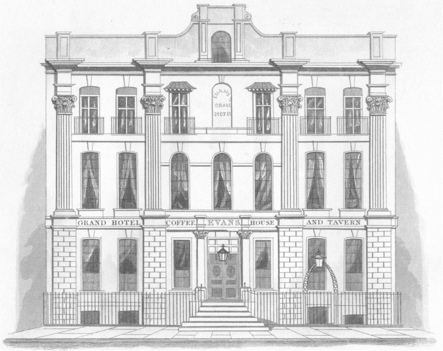 Architekturillustration eines Hotels