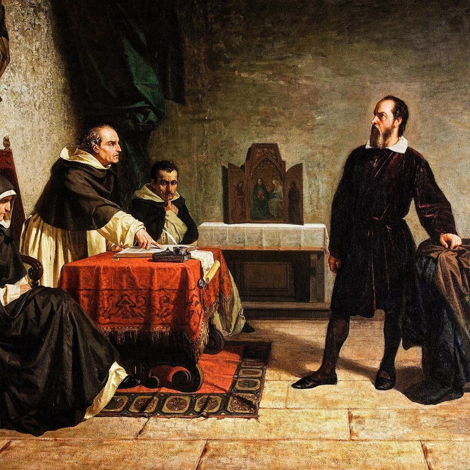 Galileo Galilei steht vor einem Tribunal der Inquisition