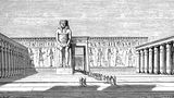 Illustration einer Prozession, die durch das Ramesseum zieht