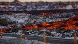 Straße auf Island wegen Lava