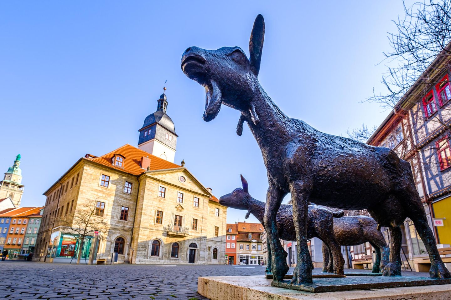 Bad Langensalza, Germany - March 20: famous historic buildings at the old town of Bad Langensalza on March 20, 2022