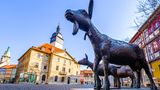 Bad Langensalza, Germany - March 20: famous historic buildings at the old town of Bad Langensalza on March 20, 2022