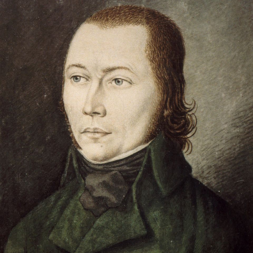 Ölgemälde des "Schinderhannes", Johannes Bückler, in schwarzer Kleidung