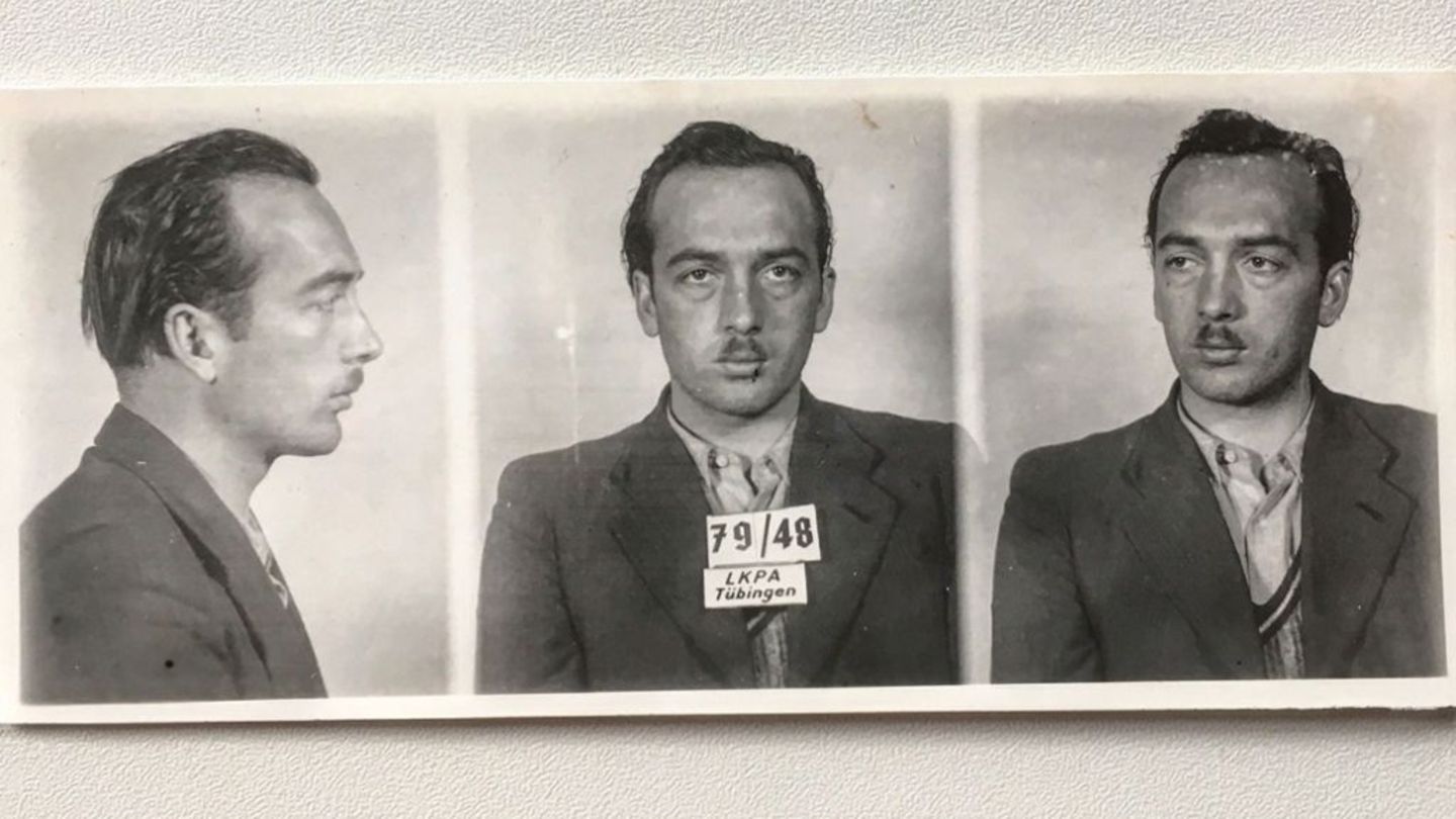 Ein Fotostreifen mit offiziellen Häftlingsporträts von Richard Schuh aus dem Jahr 1948