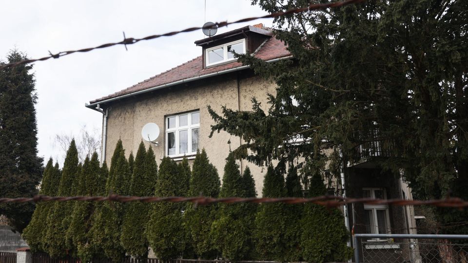 Putzhaus mit rotem Ziegeldach hinter einer Hecke (Farbfoto) Putzhaus mit rotem Ziegeldach hinter einer Hecke (Farbfoto)