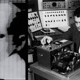 Links: Verschachteltes Portrait eines Babys ; Rechts: Mann sitzt an einem technischen Gerät, dahinter weitere Geräte und Knöpfe