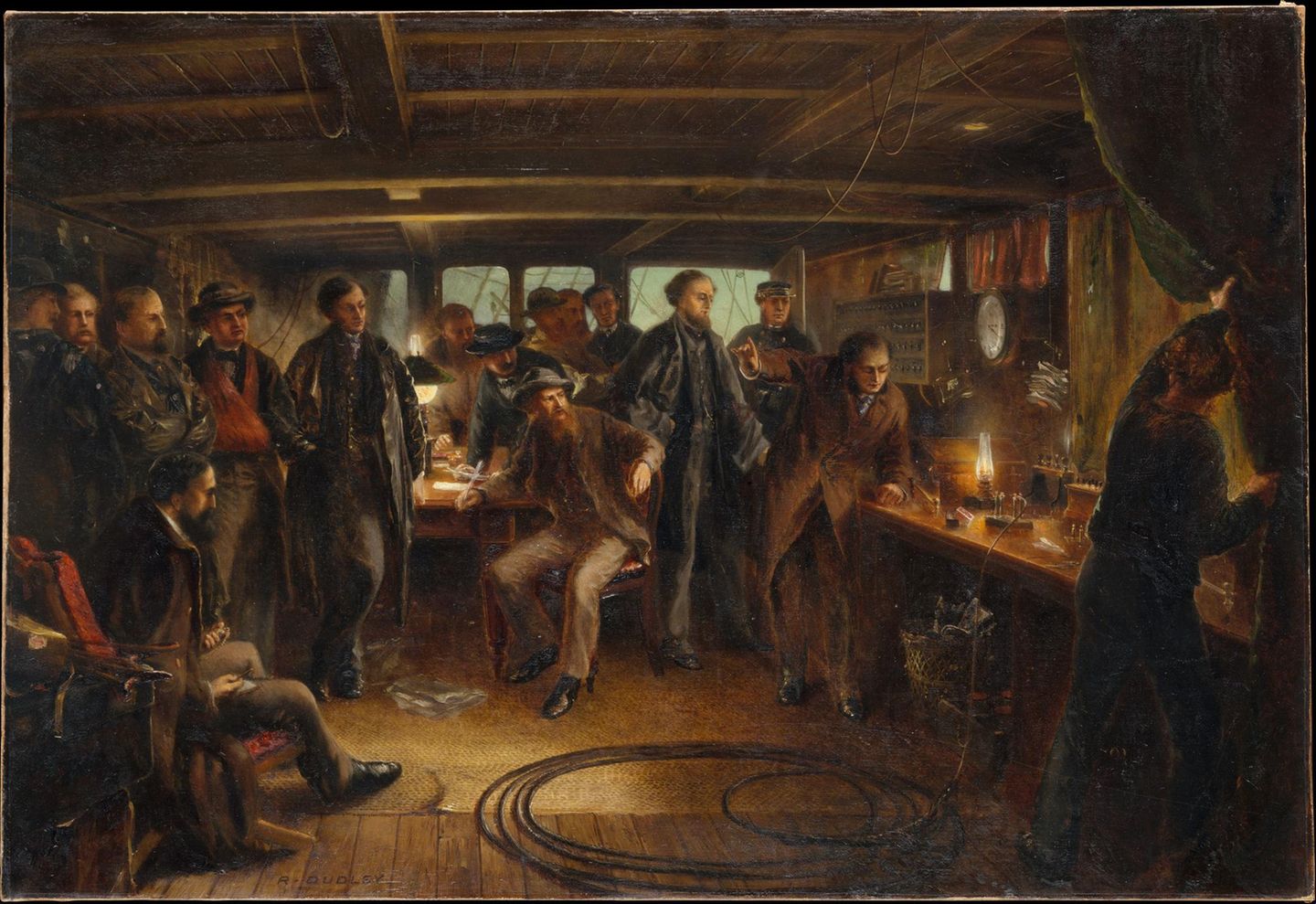 Hoffnung auf den Weltfrieden Verlegung des ersten Transatlantikkabels, Gemälde von Robert Charles Dudley