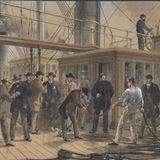 Suche nach dem Fehler, Verlegung des ersten Transatlantikkabels, Gemälde von Robert Charles Dudley