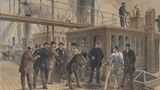 Suche nach dem Fehler, Verlegung des ersten Transatlantikkabels, Gemälde von Robert Charles Dudley