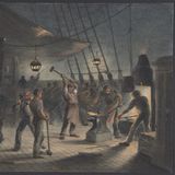 An Deck, Verlegung des ersten Transatlantikkabels, Gemälde von Robert Charles Dudley