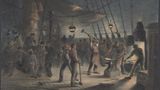 An Deck, Verlegung des ersten Transatlantikkabels, Gemälde von Robert Charles Dudley