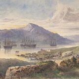 Schiffe laufen aus zur Verlegung des ersten Transatlantikkabels, Gemälde von Robert Charles Dudley