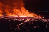 Vulkanausbruch auf Island: Lava quillt aus einem Vulkan zwischen Hagafell und Stóri-Skógfell