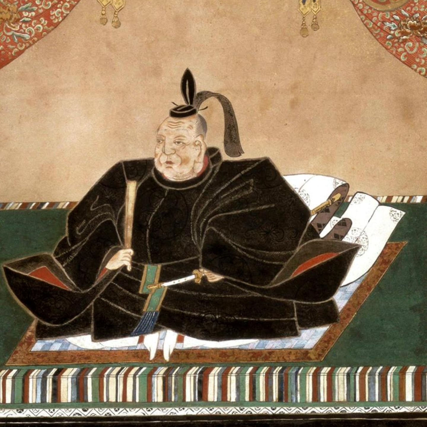 Togukawa Ieyasu im Schneidersitz