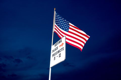 US-Fahne weht im Wind