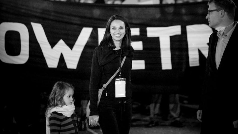 Ewa Lutomska auf einer Demo Ewa Lutomska auf einer Demo